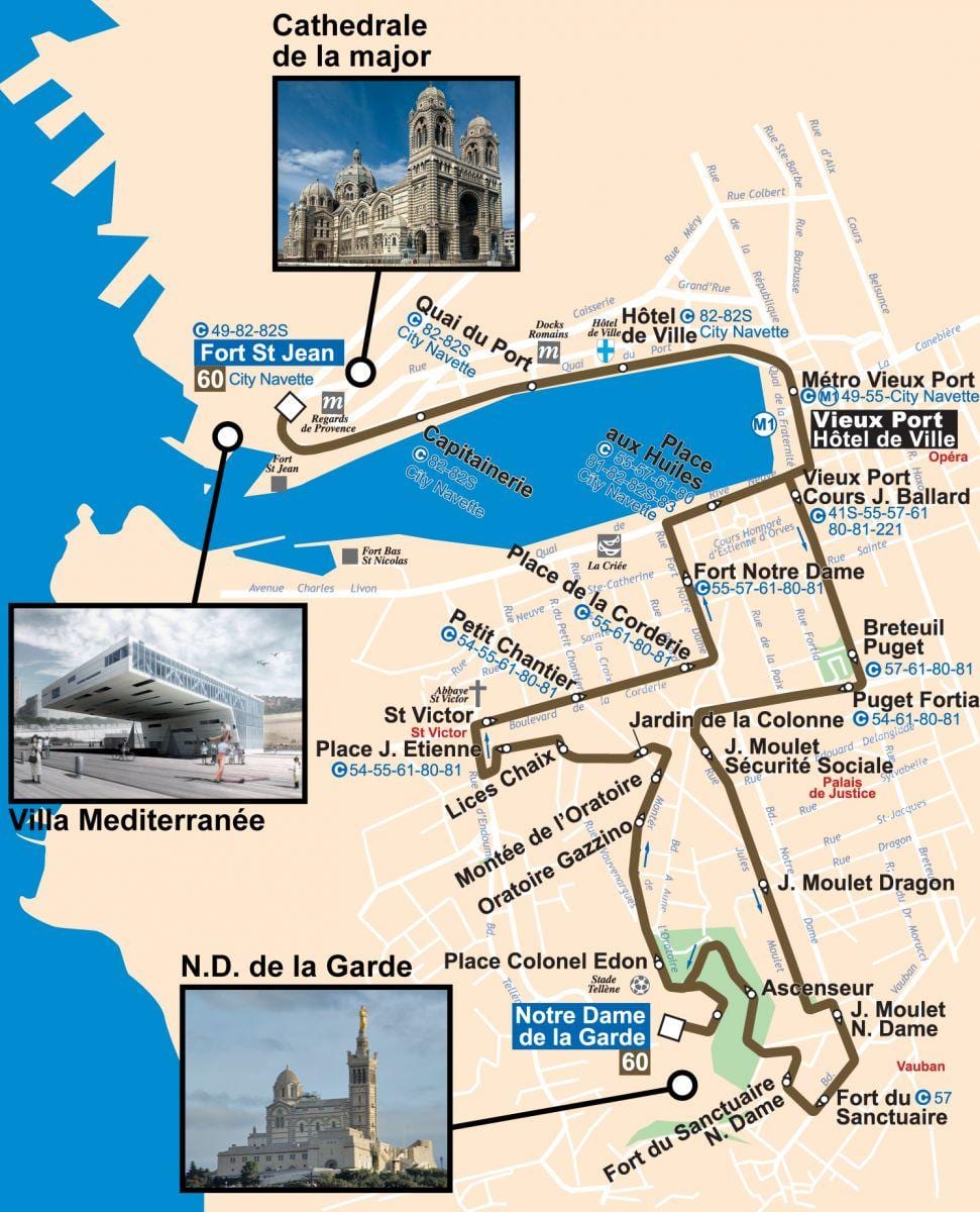 la carte de Marseille, bus 60 carte