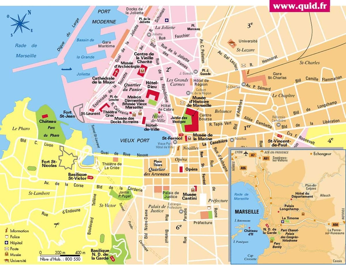 Marseille, france, carte de la ville