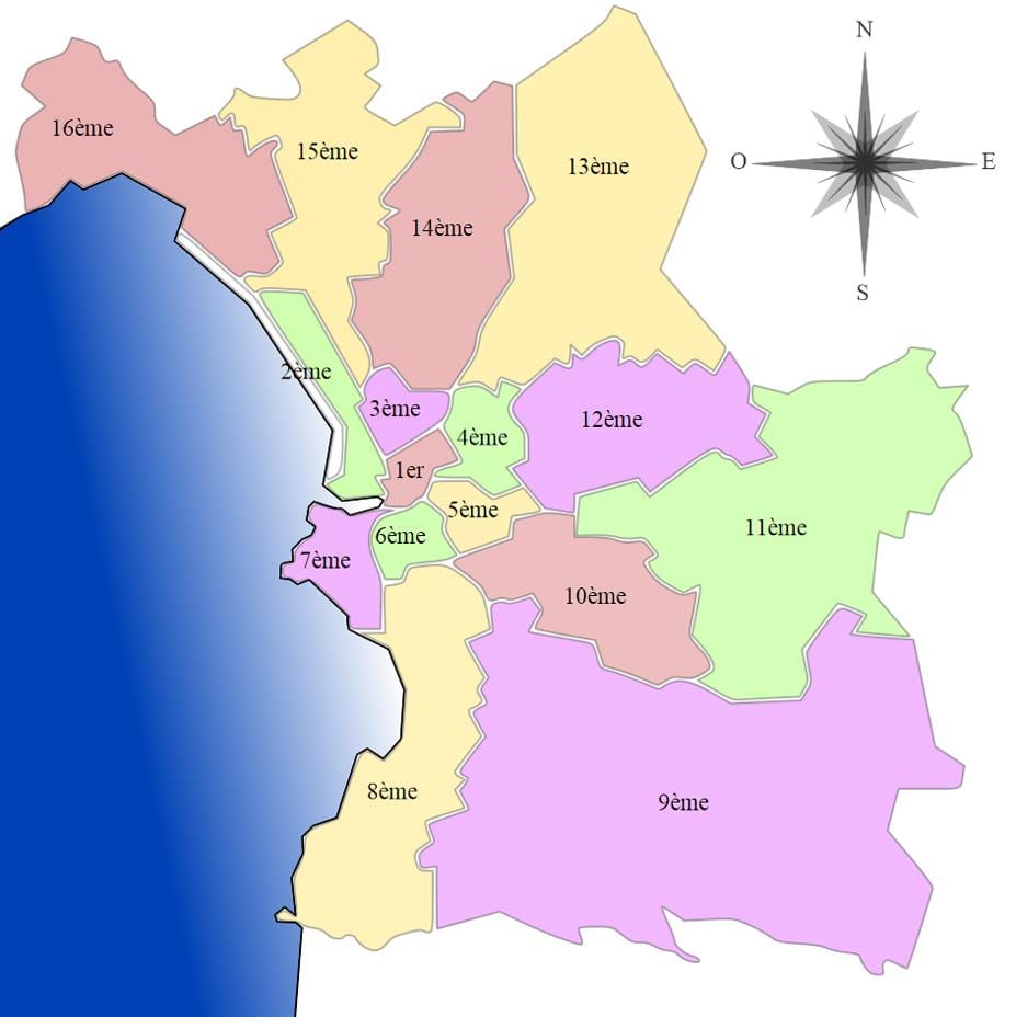 carte de Marseille arrondissement