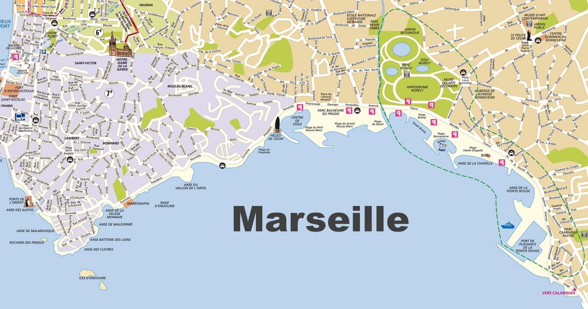 Marseille plages de carte