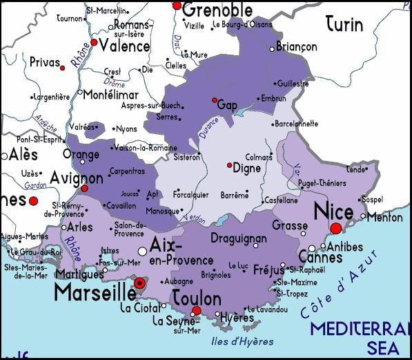 carte de région de Marseille