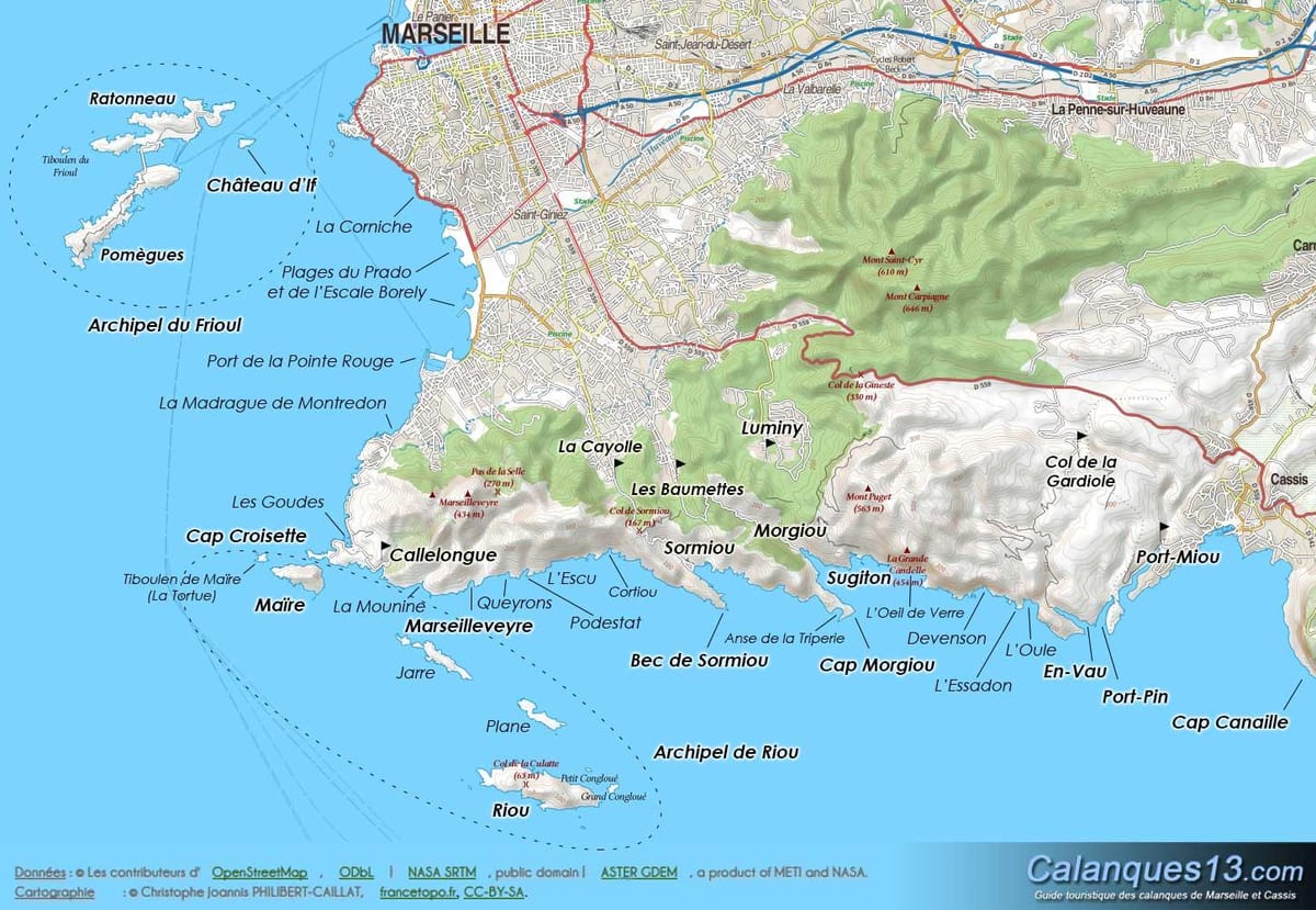 carte géographique de Marseille